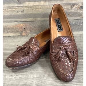 Pelle Line Tassled Woven Loafer Size 11M Leather Slip On Dress Shoe Brown Spain